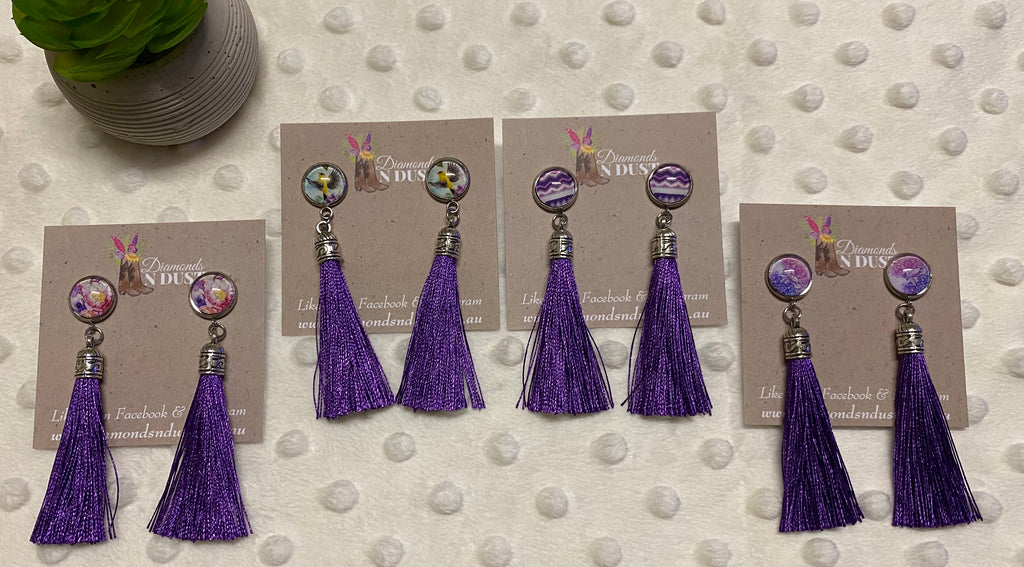 La Belleza Silk Thread Tassel Long Drop/Dangler Earrings Fashion Jewellery  For Girls And Women (Purple)